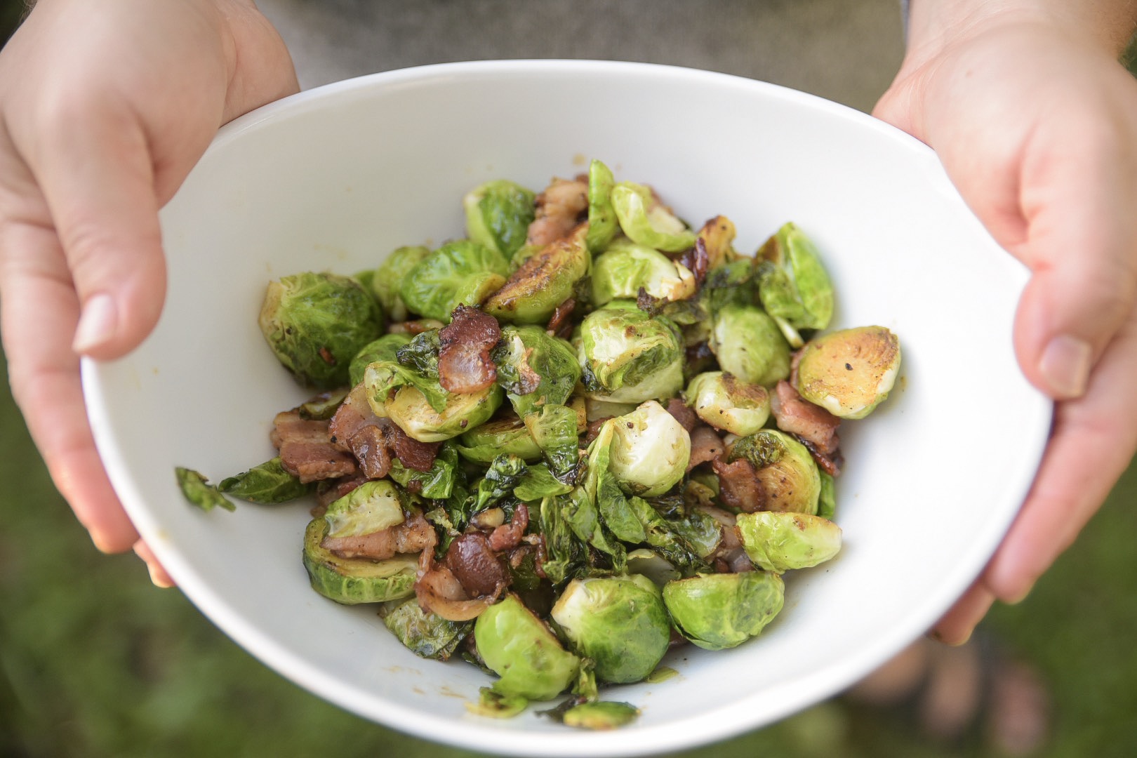 Featured image for “Maple-Glazed Bacon Brussels.”